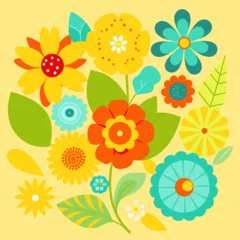 Wandaufkleber Floral background with colorful flowers. Vector illustration for your design. © milanchikov
