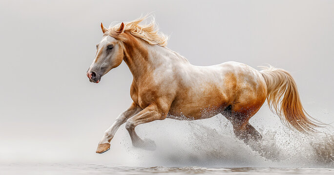 Graceful Gaits Illustrate the fluidity and rhythm of horse movement through series of images against a seamless white background. Image generated by AI