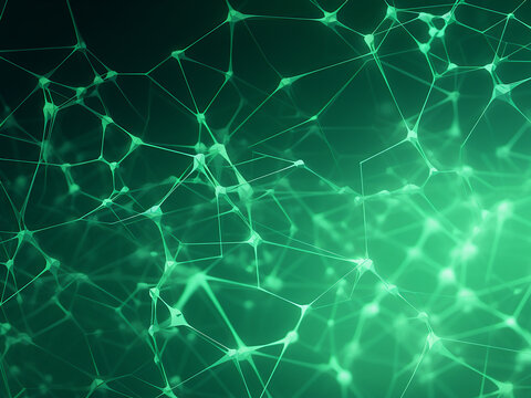 Fractals green background illustration. AI Generation.