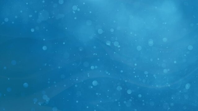 Abstract Blue Underwater Background with Wave Shapes, Floating Particles and Bubbles