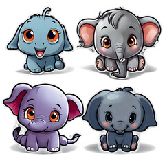 Naklejka premium Sticker Smiling Cartoon Elephant Illustration, Elephant Transparency 