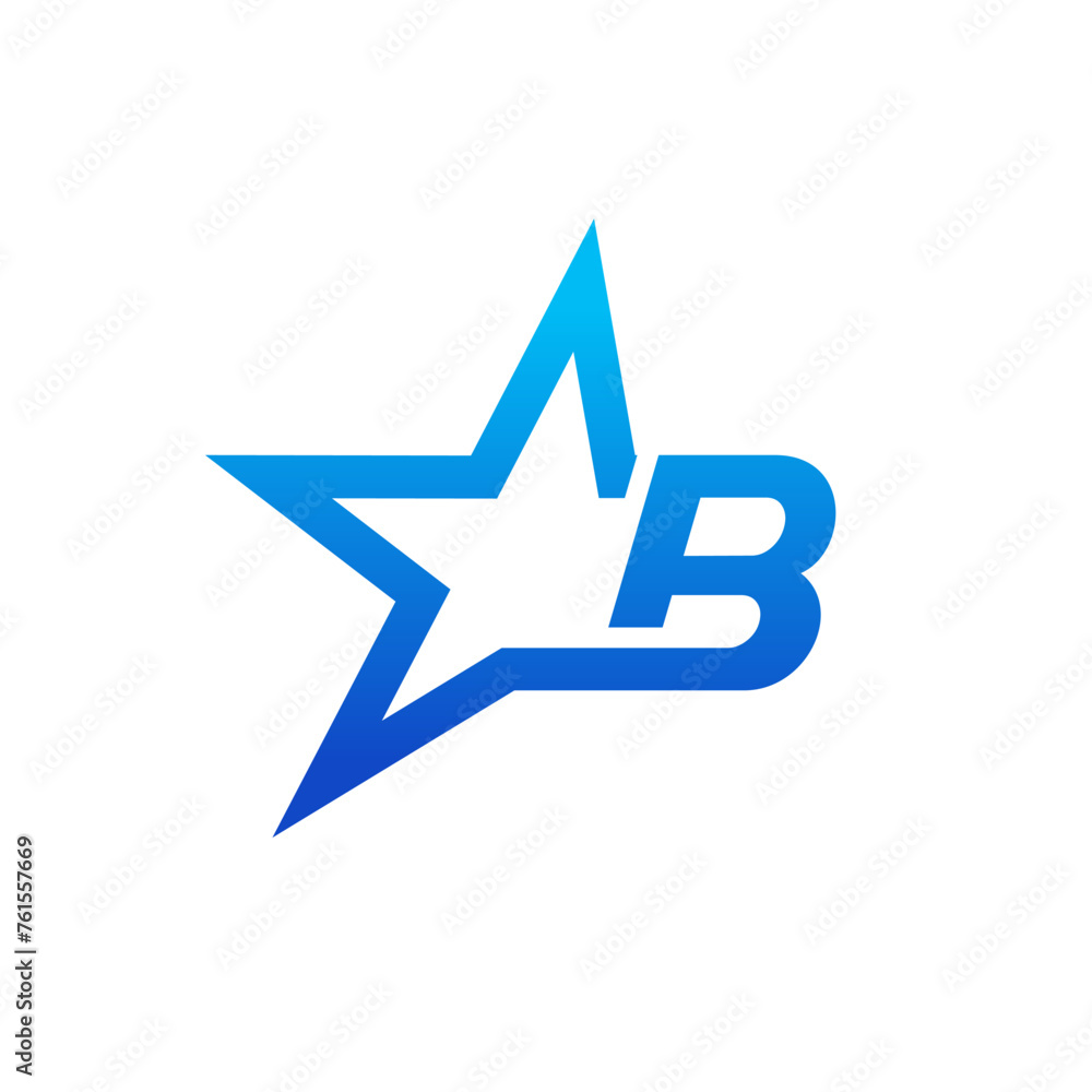 Wall mural Stylist Initial B Blue Star Logo