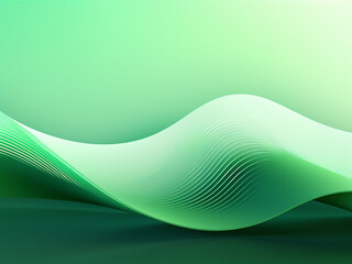 Green background featuring intricate geometric waves. AI Generation.