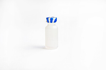 glass bottles on a white background. Routine vaccinations for animals and people