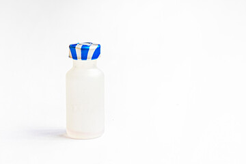 glass bottles on a white background. Routine vaccinations for animals and people