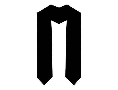 Graduation stole silhouette vector art white background