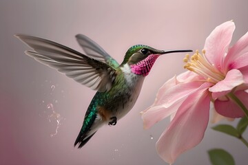 Humming Bird and Hacacinth Flower
