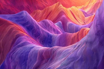 Deurstickers Surreal colorful landscape inspired by Grand Canyon. Rock texture, rock formations. Abstract colorful background image. Created with Generative AI technology © Artem