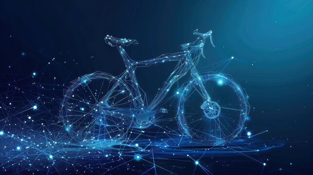 Futuristic modern technology bicycle wireframe abstract background. AI generated image