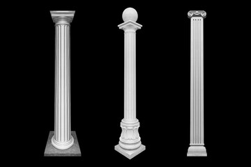 Details, elements of buildings classical architecture. Isolated on a black. Templates for art, design. - 761563435