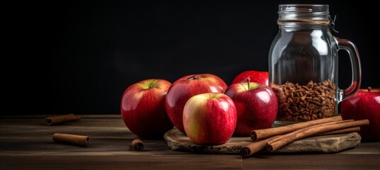 Apple cinnamon detox water in glass flask - healthy natural flavors for refreshing hydration