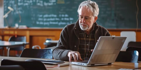 A photo of professor teaching remote on classroom