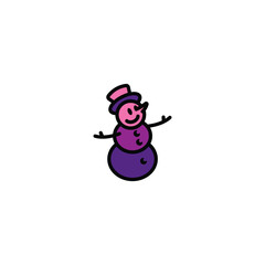 Original vector illustration. The icon of a kind snowman in a top hat.