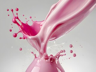 Vibrant pink liquid splash frozen in motion on a clean white background