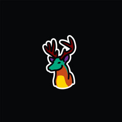 Original vector illustration. A deer icon with big horns.