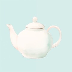 A minimalist painting of a white teapot