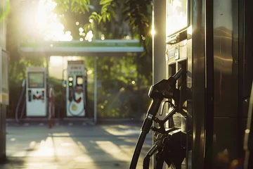Foto op Aluminium Fuel nozzle or fuel dispenser in gas station, one of the world's most traded commodities and vital to the economy, increase and decrease in oil prices, demand supply in oil © Slowlifetrader