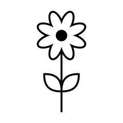 black vector flower icon on white background