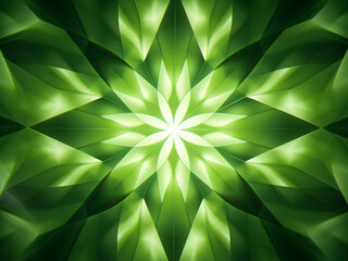 Lush green background adorned with a kaleidoscopic pattern. AI Generation.