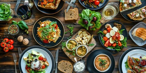 A photo of restaurant food concept with various food 