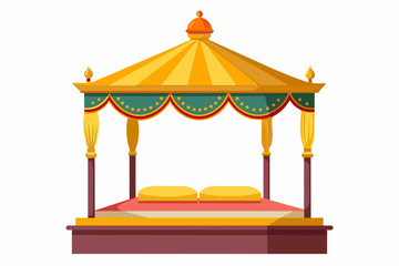  Sovereign Canopy Bed. flat style. Isolated on white background Vector illustration