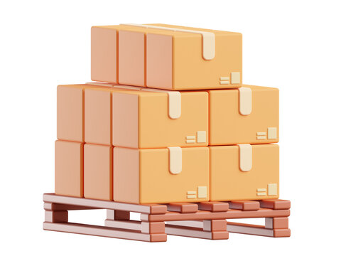 3d icon of stack of cardboard boxes, fast delivery illustration