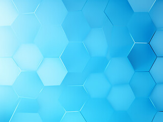 Polyhedrons on blue background. AI Generation.
