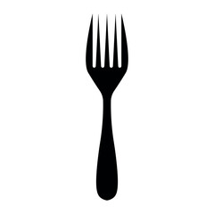 black vector fork icon on white background