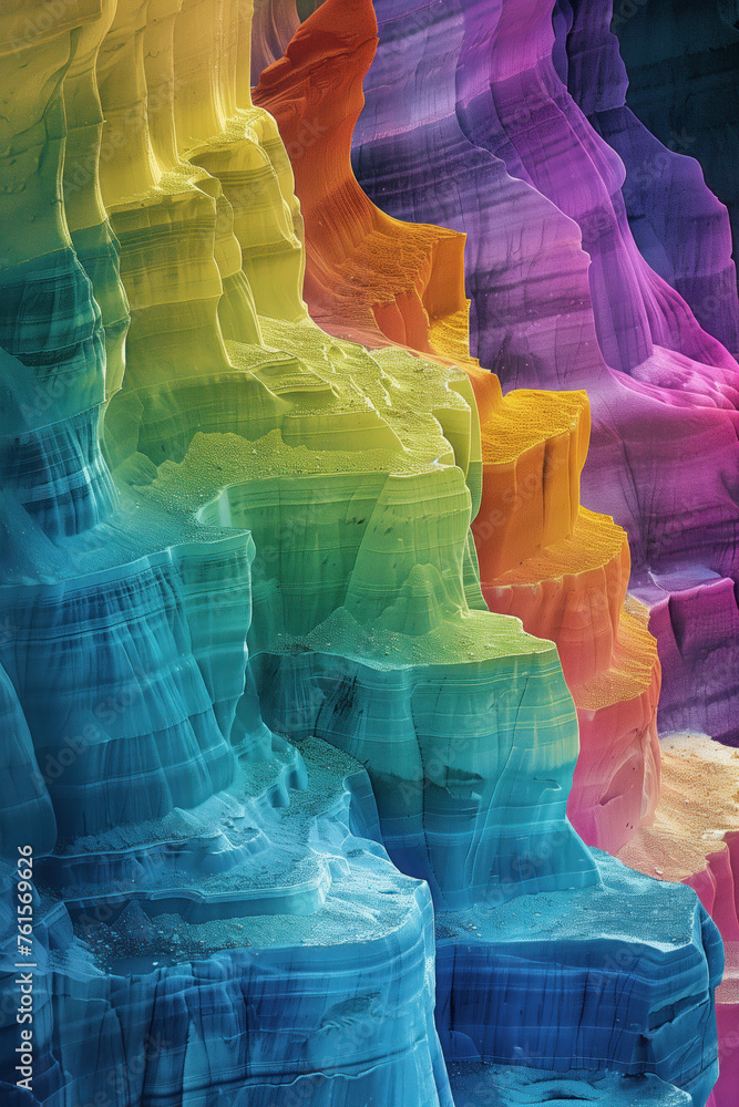 Poster surreal colorful landscape inspired by grand canyon. rock texture, rock formations. abstract colorfu