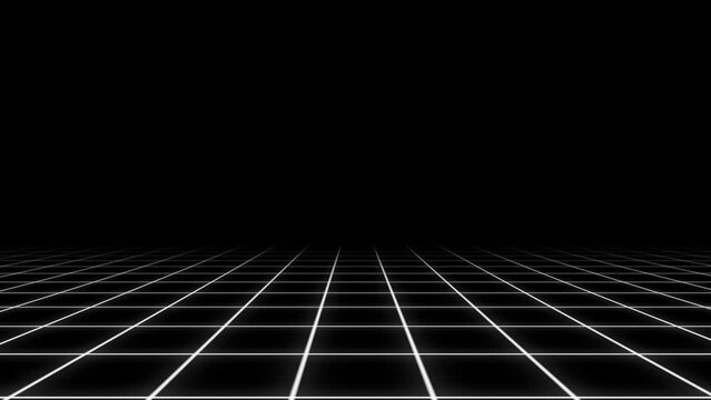 Retro futuristic 1980s abstract landscape hi-tech background with neon grid. hi-tech concept. virtual space. wireframe grid infinite space