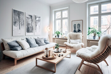 Modern Scandinavian home interior design elegant living room