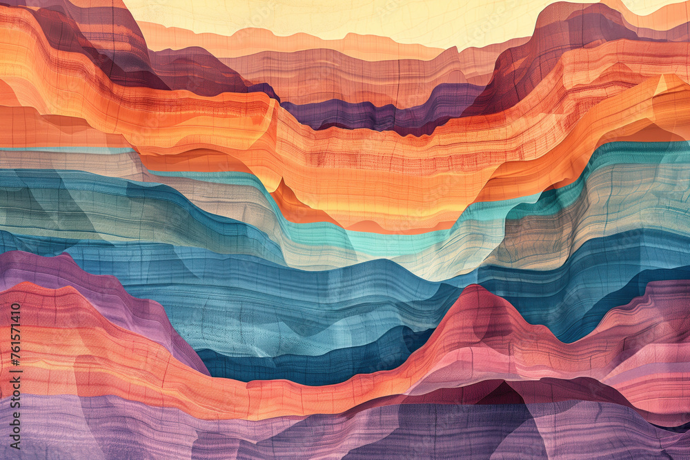 Aufkleber surreal colorful landscape inspired by grand canyon. rock texture, rock formations. abstract colorfu