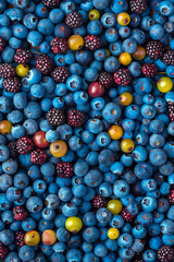 Fototapeta na wymiar Top view of fresh blueberries. bright color. Generative AI.