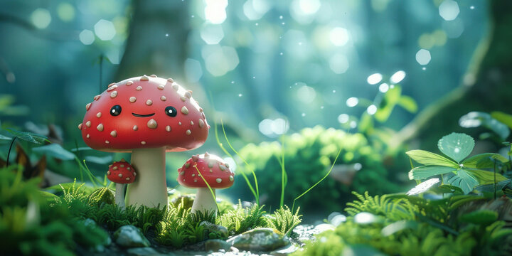 Cute and Colorful Mushroom Pattern Wallpaper for PC Desktop with Kawaii Style in High Definition