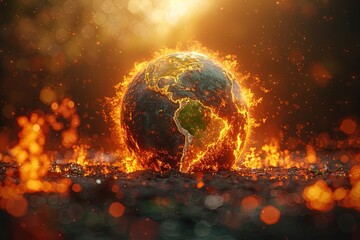 The concept of global warming with Earth in a heat crisis