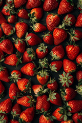 Top view of fresh strawberries. bright color. Generative AI.