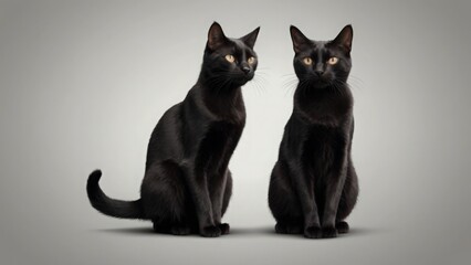 two black cats on a gray background - 761572826