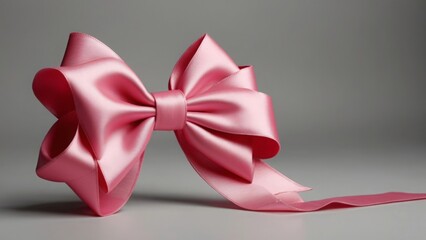 Big pink bow gray background - 761573894