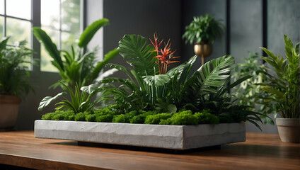 Botanical Podium with Exotic Plant Life for promote Cosmetic Concept
