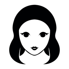 black vector girl icon on white background