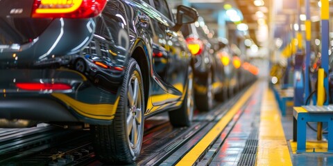 Obraz premium A car is being manufactured in a factory