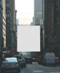 Mock up a blank billboard in New York City during the Christmas season for desired content.