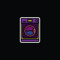 Original vector illustration. A contour icon. Electrical appliance, washing machine. Washer. A design element.