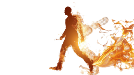 flame in the shape of a person transparent background