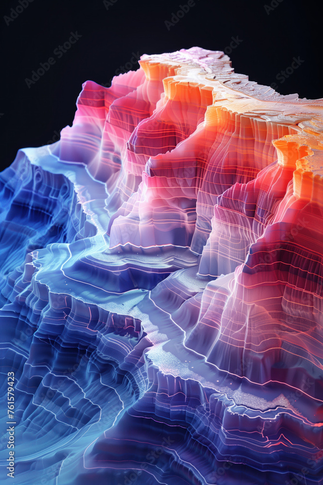 Poster surreal colorful landscape inspired by grand canyon. rock texture, rock formations. abstract colorfu