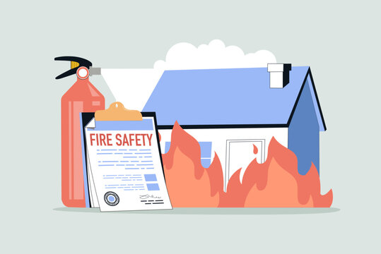 Fire insurance abstract concept vector illustration. Fire property insurance, accident economic loss, belongings