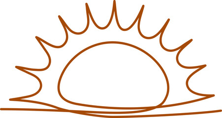 Moon, sun, clouds line. Cloudy weather, wind, sky symbol in modern style. Abstract 