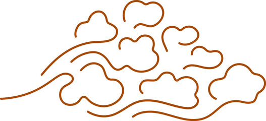 Moon, sun, clouds line. Cloudy weather, wind, sky symbol in modern style. Abstract 