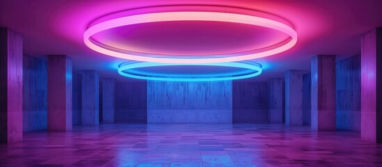 Futuristic Elegance: Minimalistic Room Illuminated by Adjustable RGB Neon Rings