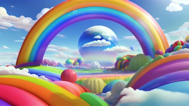 surreal rainbow planet